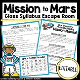 Editable Back to School Class Syllabus Escape Room