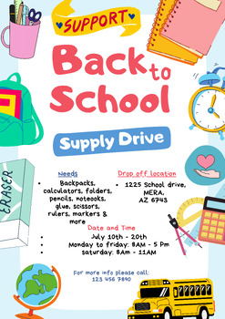 Preview of Editable Back to School Drive Flyer