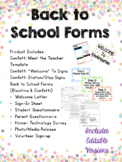Editable Back to School Forms/Meet the Teacher- Confetti Theme