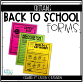 Editable Back to School Forms | Meet the Teacher Night