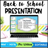 Editable Welcome Back to School Night/Open House/Meet The 
