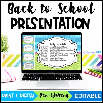 Preview of EDITABLE Back to School Night - Open House -Meet the Teacher Presentation Slides