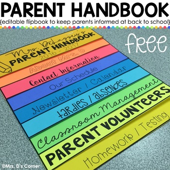 Preview of FREE Editable Back to School Parent Handbook Flipbook