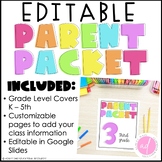 Editable Back to School Parent Packet - Meet the Teacher I