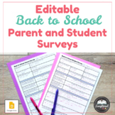 Editable Back to School Parent and Student Surveys: Get to