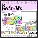 Editable Back to School Post Cards | Pastel Rainbow & Spotted
