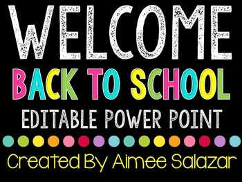 Preview of Editable Back to School Power Point Presentation {FREEBIE}