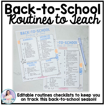 Preview of Editable Back-to-School Routines Checklist