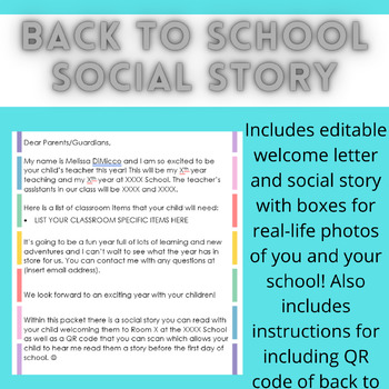 Preview of Editable Back to School Social Story- Upload Real Photos