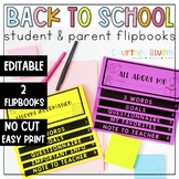 Editable Back to School Student and Parent Flip Books