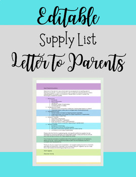 Preview of Editable Back to School Supply List Handout