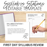 Editable Back to School Syllabus Stations | First Day Syll