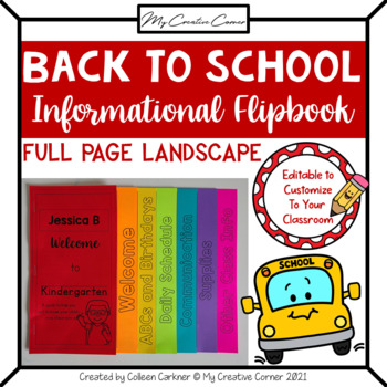 Preview of Editable Back to School Welcome Flipbook Meet the Teacher Handout Landscape