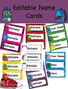 Editable Backpack Themed Name Cards by My Inside Shoes | TPT