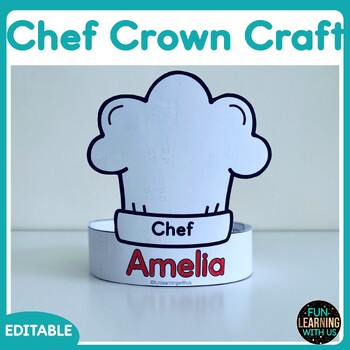 Preview of Editable Baker Chef Hat Crafts | Community Helper Crown Craft Activity