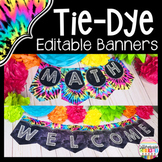 Editable Banner Editable Tie Dye Retro Classroom Decor