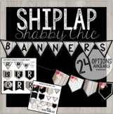 Editable Banner Letters - Shiplap Wood Shabby Chic Vintage Roses