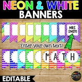Editable Banners Neon and White | Bright | Rainbow | Color