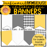 Editable Banners for Bulletin Boards & Titles - Sunflower 
