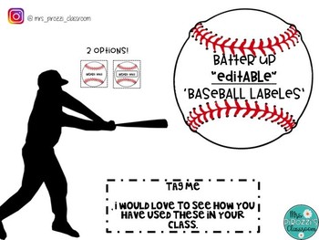 Editable Baseball Labels By Mrs Pirozzi Classroom Tpt