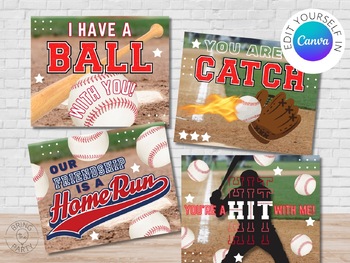 Preview of Editable Baseball Valentine | Sports Valentine | Valentine for Kids | Home Run
