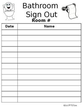 Editable Bathroom Sign Out Sheet By Jo S TPT Store TPT