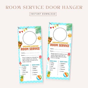 Preview of Editable Beach Room Service Door Hanger 3.5x8.5in