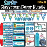 Editable Beach Surf Theme Classroom Decor Bundle