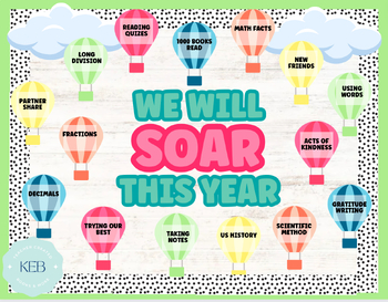 Preview of Editable Beginning of The Year Hot Air Balloon Bulletin Board