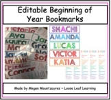 Editable Beginning of Year Bookmarks