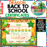 Editable Beginning of the Year Certificates (Dragon Theme)