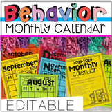 Editable Behavior Calendar 2024-2025 (Kinder, 1st, 2nd, 3r