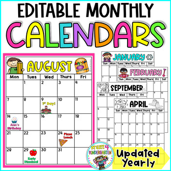 Preview of 2023 2024 Editable Behavior Calendars | Monthly Editable Calendars