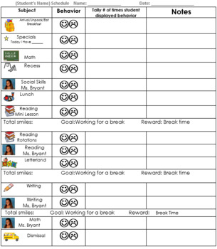 Preview of Editable Behavior Chart & Daily Schedule (Example chart included)