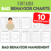 Bad Inappropriate Behavior Management Editable Chart for A