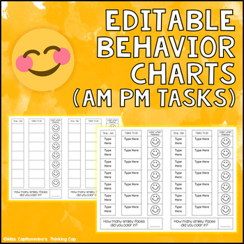 Editable Behavior Charts for AM and PM Tasks by Miss Cap's Thinking Cap