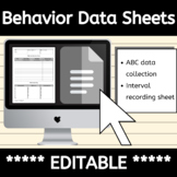 Editable Behavior Data Tracking Sheet ABC Data Form and In