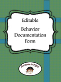 Back to School Editable Behavior Documentation Form