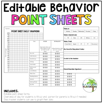 Preview of Editable Behavior Point Sheets - PowerPoint