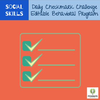 Preview of Editable Behavior Program | Daily Checkmark Challenge Token Board