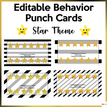 Star Theme Behavior Punch Cards Editable