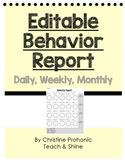 Editable Behavior Report - Daily/Weekly/Monthly