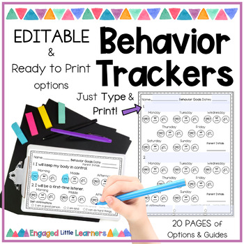 Preview of Editable Behavior Trackers | Positive Behavioral Goals with Ready to Print sheet