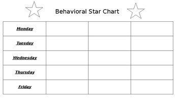Preview of Editable Behavioral Star Chart