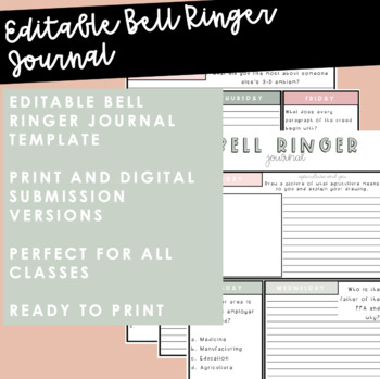 Preview of Editable Bell Ringer Journal