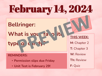 Preview of Editable Bellringer Google Slides Template - Valentine's Day Pink