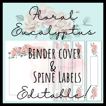 Preview of Editable Binder Cover and Spine Labels Floral Eucalyptus