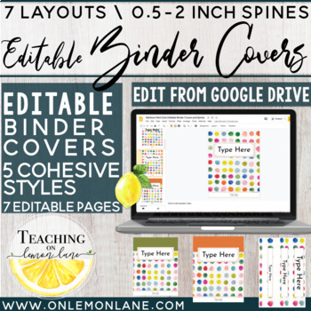 Preview of Editable Binder Cover and Spines | Editable Google Slides | Rainbow Watercolor
