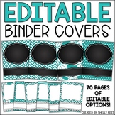 Binder Covers and Spines EDITABLE Chalkboard and Teal