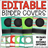 Binder Covers and Spines EDITABLE Colorful Chevron